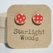 Stud wood Earrings red polka dot reclaimed wood earrings nature lover nature gift eco-friendly unique gift for her