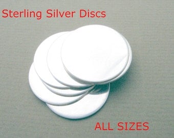 Sterling Discs ALL SIZES Sterling Silver Discs Hand Stamping Blanks Metal Jewelry Making Supplies Round Disks Circles CHOOSE Inch mm Gauge