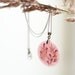 Real flowers necklace - Pink soft dreamy resin handmade jewelry - Phalaroides & Amaranthus