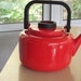 Vintage Dansk Teapot. Retro Red with Black Accents 2 Quart Enamel