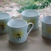 Vintage Bone China. Set of 4 Yellow Flower Motif Cups Sherwood of England.