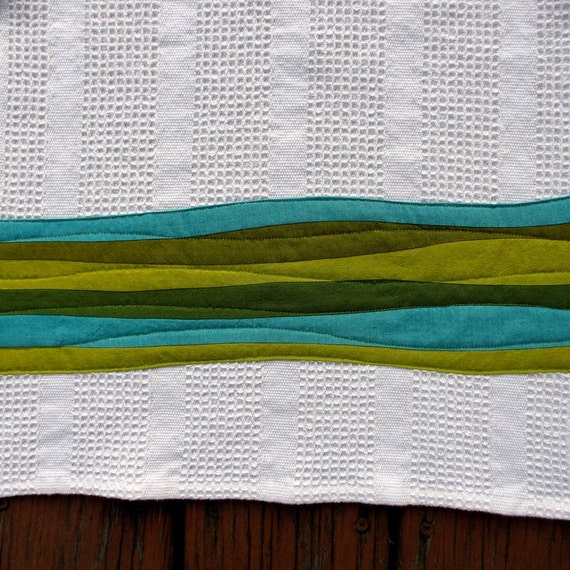 Modern Kitchen Towel Teal and Green Dish Towel