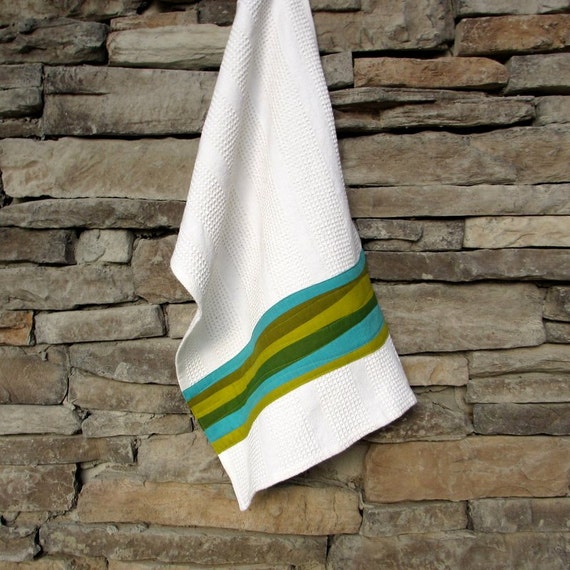 Modern Kitchen Towel Teal and Green Dish Towel