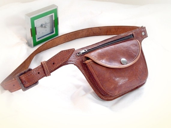 Vintage Leather Hip Bag Purse leather belt bag by TheWhitePelican