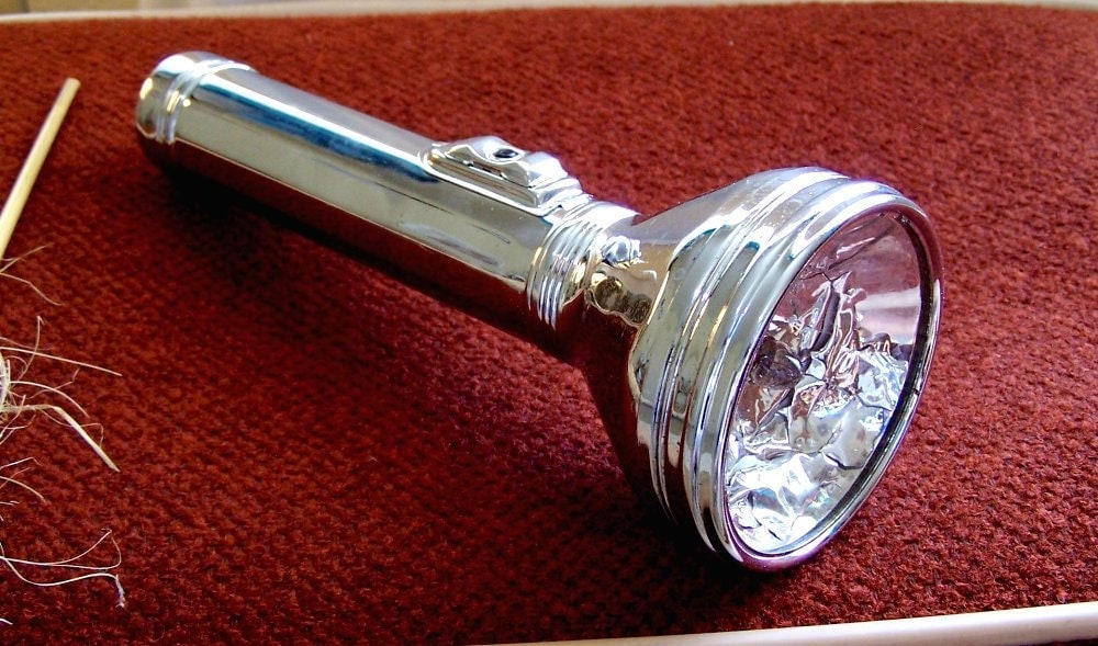 Vintage Flashlight old retro silver spotlight by TheWhitePelican