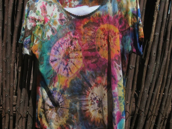 Tie Dye 100% Silk Knit T-Shirt XL by justinewheeler on Etsy