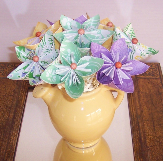 Paper flower bouquet origami paper floral by cottagelakegifts