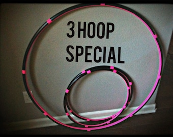 Lot Of 3 Hula HOOPS - 1 Collapsible or Push Button Body Hoop & 2 Mini Arm Hoops - SALE 10 percent off best seller