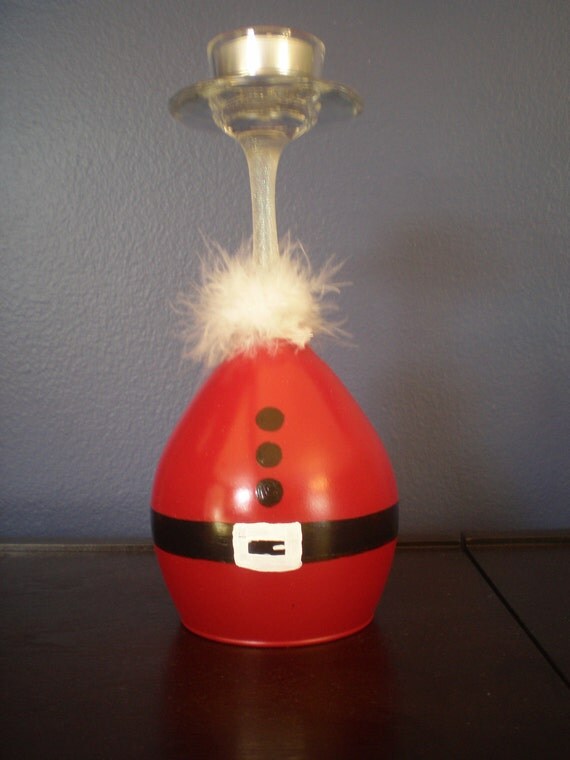 items similar to santa wine glass candle holder on etsy items similar to santa wine glass candle holder on etsy