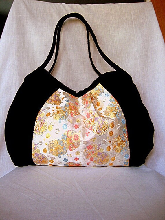 Kimono Fabric Bag Purse Hobo Bag Handbag Authentic by KaeArtworks