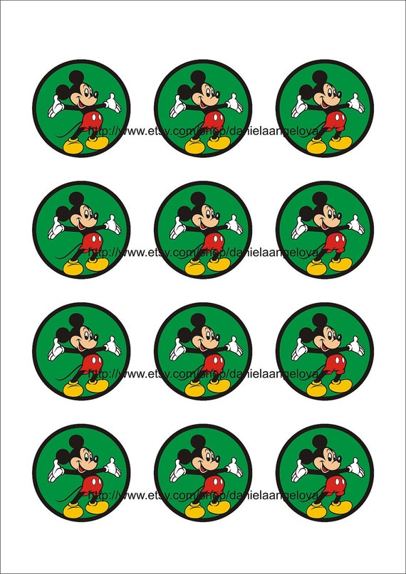 Mickey Mouse Cupcake Topper Printable Digital by danielaangelova