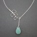 166- Sterling Silver - five leaf branch with amazonite drop necklace, gift,chic, casual, modern