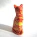 Little marbled yellow and red cat sculpture decoration hand made OOAK