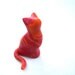 Little red and orange marble curious cat sculpture decoration hand made OOAK
