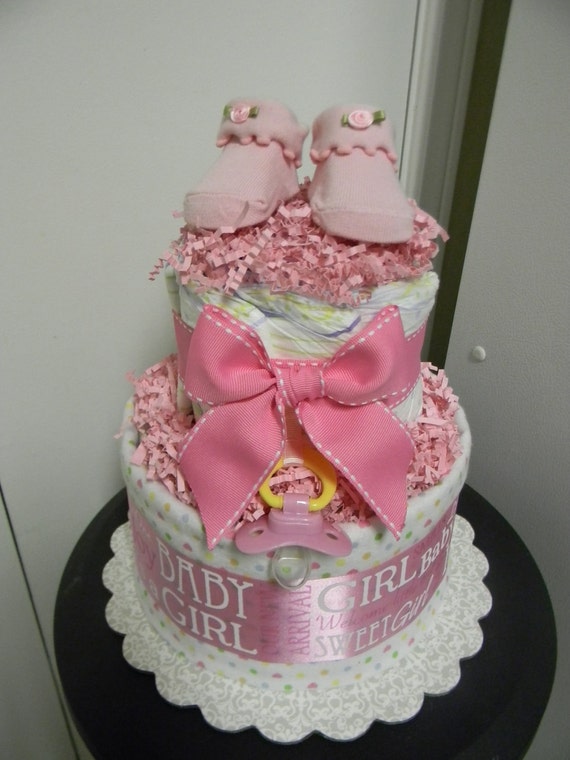 supplies baby shower oh loaded 2 diaper cake BABY tier baby GIRL centerpiece shower