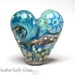 Singing in the Rain at the Beach heart bead - lampwork art glass - GBUK SRA FHFteam y3