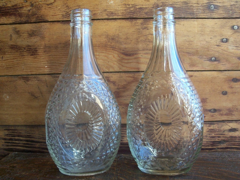  Old  Log  Cabin  Maple Syrup  Bottles  Pair 2 Vintage  1950s