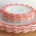 Hazel Atlas Pink Crinoline Dishes - Vintage Rose Colored Ripple Edge Milk Glass Plates (Set of 8)