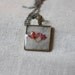 on sale NO CHAIN real pressed flower necklace resin necklace red rose bud pair in resin. shabby chic square pendant. preserved.