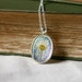 pressed flower necklace real resin white cream daisy wildflower botanical pendent christmas holiday winter fashion handmade jewelry bronze