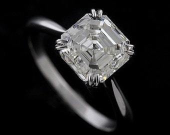 Platinum Solitaire Asscher Cut Diamond Engagement Ring Mounting