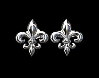 Fleur De Lis Sterling Silver Studs Earrings