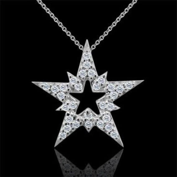 Diamond Star Necklace White Gold Star Pendant Star Jewelry