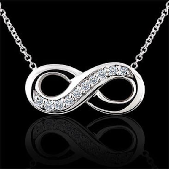 Diamond Infinity Pendant Necklace 14K White Gold