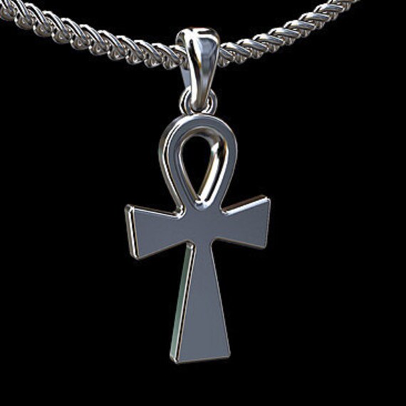 Sterling Silver Religious Ankh Cross Pendant Necklace by OroSpot