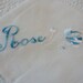 Vintage Handkerchief Monogram Rose Embroidered in Variegated Blues