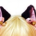 Moe BLACK 2.3 inch inner pink Cat Ear Kitty ear Bell Set Hair Clip Cosplay Costumes Party - Black Friday Cyber Monday weekend