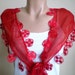 Red Scarf Women Scarf Cotton Scarf Neckwarmer Cowl with Lace