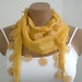 Mustard Yellow Cotton Scarf with Lace Summer Scarf Women Scarves