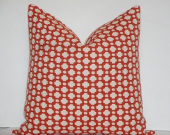 Schumacher - Celerie Kemble Betwixt in Spark - Decorative Pillow Cover - Deep Orange - Ivory - Throw Pillow - Accent Pillow