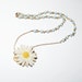 Daisy Necklace - Shabby Chic Jewelry with Gold Filled Chain & Beaded Chain