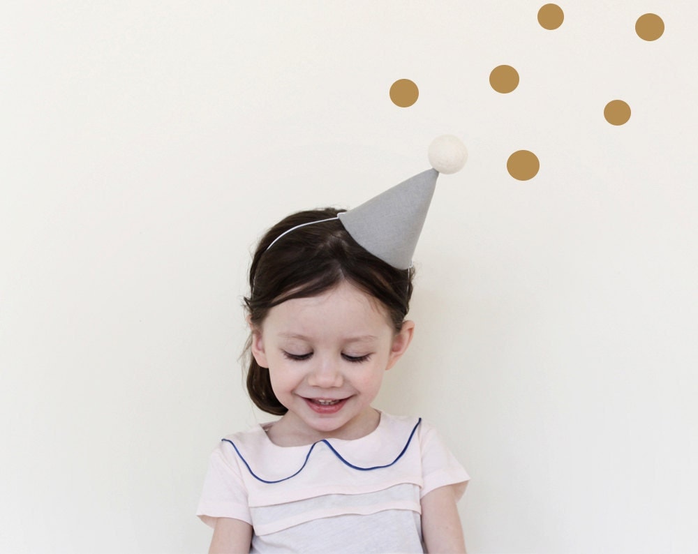 Party Hat linen party hat in grey small by ColetteBream on Etsy