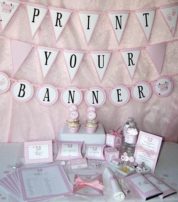 Baby Shower Printables Baby Girl Pink DIY by PressPrintParty