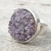 Round druzy amethyst sterling silver ring FREE SHIPPING
