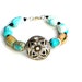 Reserved...Beaded Howlite Bracelet Turqouise Teal Copper Silver Symbol OOAK