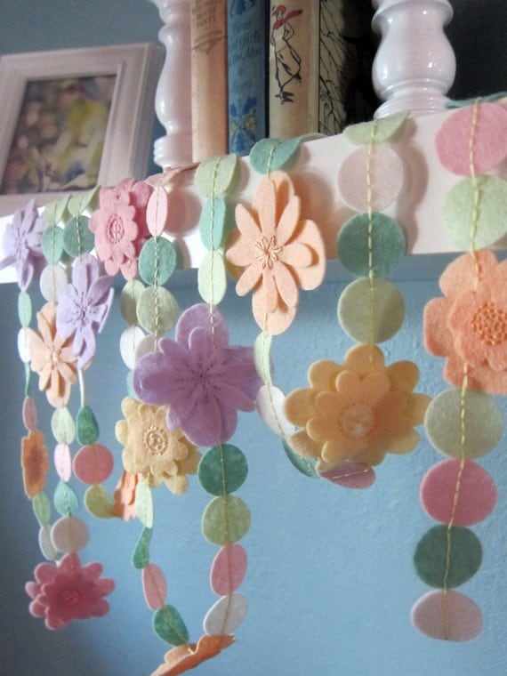 Felt Garland Pastel Flowers