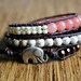 Elephant Bracelet , Elephant Jewelry, Leather Beaded Wrap Bracelet 3x, Wrap Around Bracelet