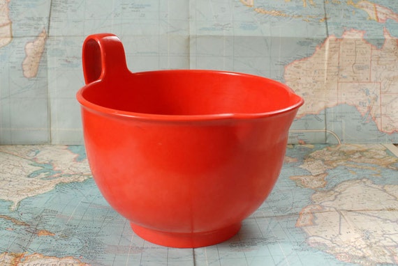 Red Dansk Mixing Bowl Large Mid Century