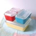 Multi-color Pyrex Primary Refrigerator Set - Yellow, Blue, Red Vintage Dishes