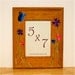 5x7 Picture Frame with Blue, Purple, Pink Collage Flowers, Natural Finish