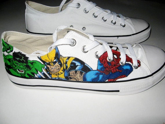 Handpainted Marvel Super Hero Shoes by HeroesHeadquarters on Etsy