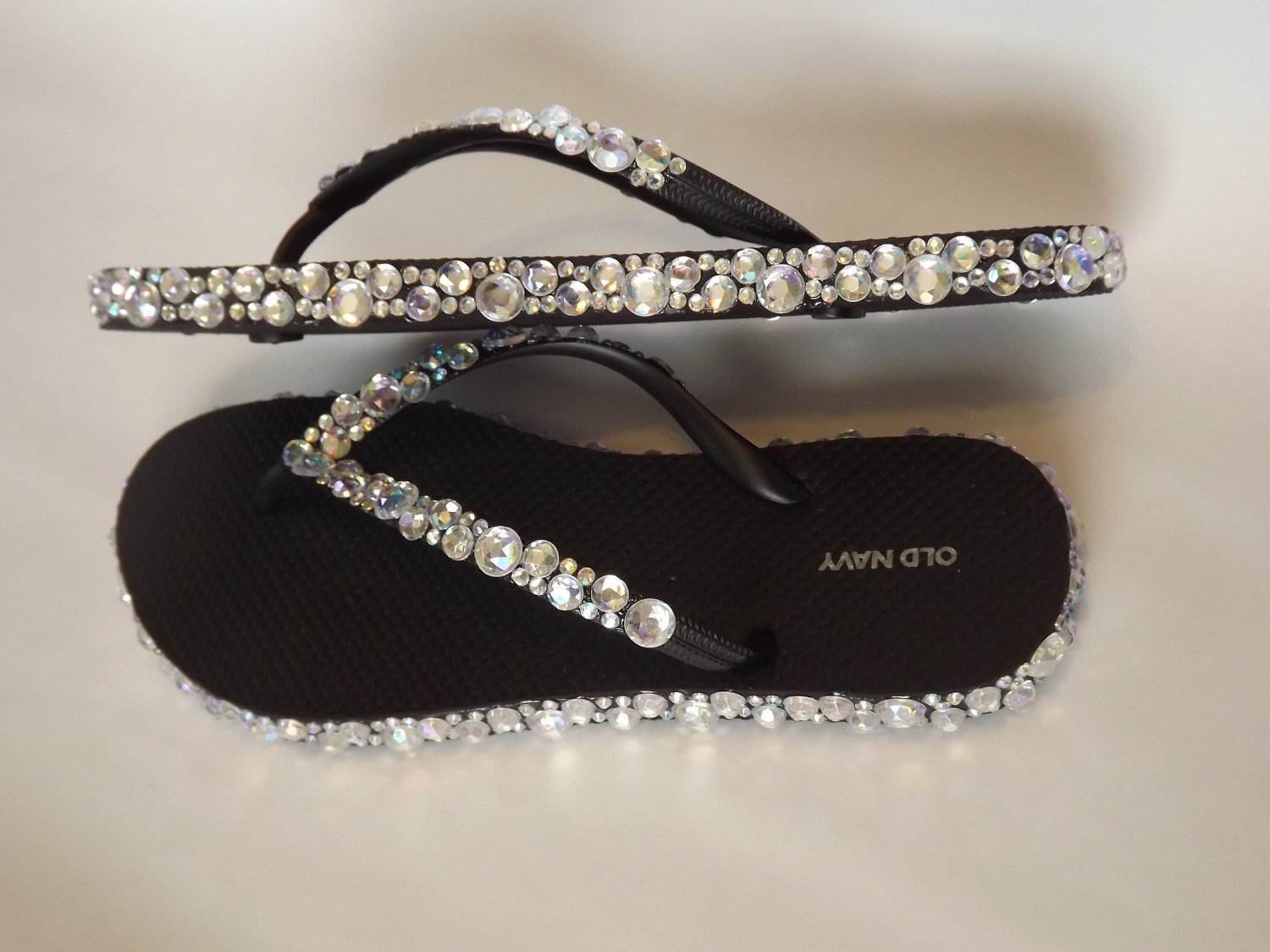 Rhinestone Bling Flip Flop Sandals by EVRhinestones on Etsy