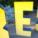 Vintage Marquis Letters, Industrial Salvage Letter E HUGE 30" Yellow and Blue