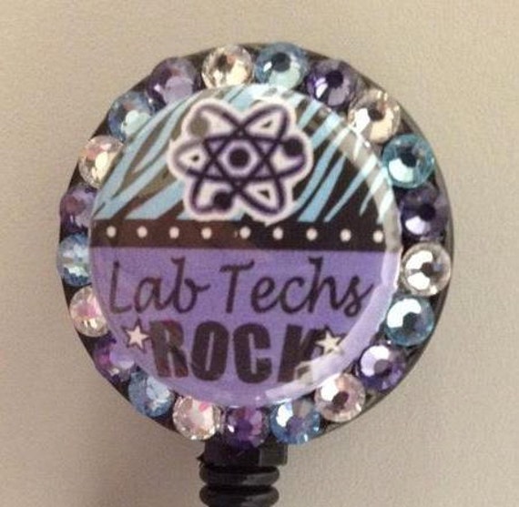 Lab Techs Rock Retractable ID Badge Swaorvski By Twinklemereel