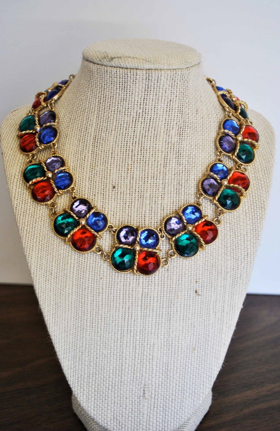 Items similar to ANTIQUE ART DECO multi color necklace on Etsy