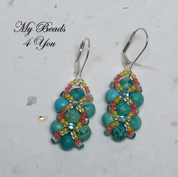 Beaded Earrings Right Angle Weave Earrings by mybeads4you on Etsy